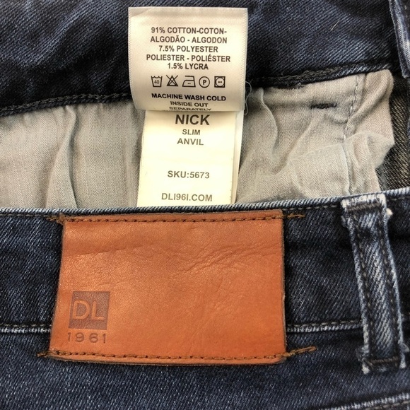 𝅺dl1961 Nick slim straight medium wash jeans 34” - Picture 3 of 12